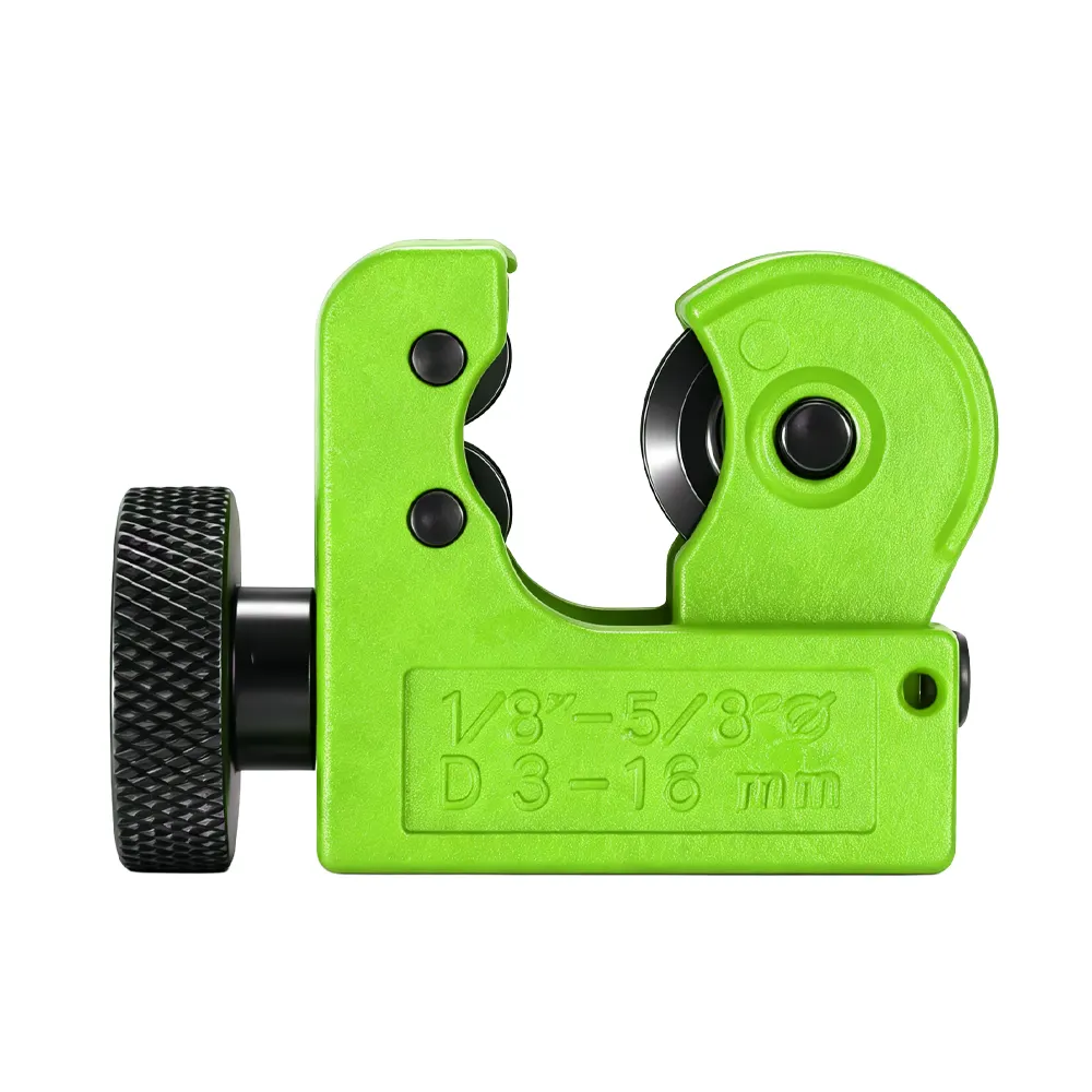 VT04001 Mini cortatubos para tubos con un diámetro exterior de entre 1/8 y 5/8 pulgadas (3-16 mm), destinado al mantenimiento de sistemas de aire acondicionado y refrigeración de vehículos.