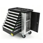 VT05059B professional 7 drawer automotive tool trolley with side storage cabinet and caster wheels