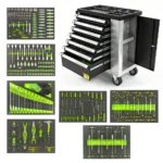 VT05059B 7 drawer workshop tool trolley with organized socket screwdriver plier and hand tool foam sets