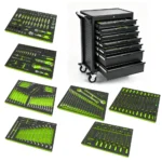 VT05060B 283PC automotive tool trolley with socket wrench screwdriver and hand tool sets organized in foam trays