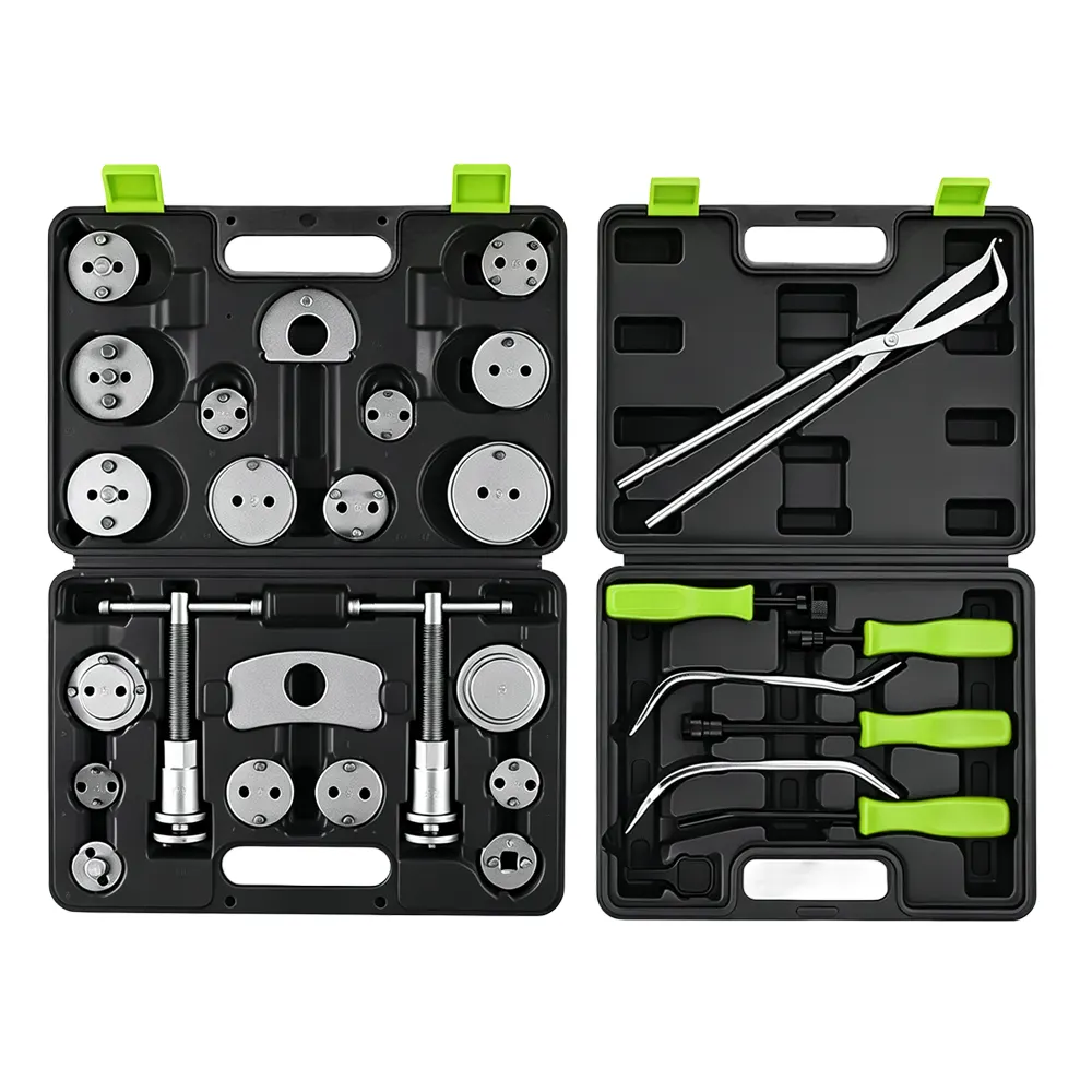 Wartungssatz für Bremssättel und Trommelbremsen 5 VT1029B Bremsen-Wartungssatz mit Bremsfederwerkzeugen, Kolbenrückstellwerkzeugen und Adaptern für die Wartung von Kfz-Bremsen.