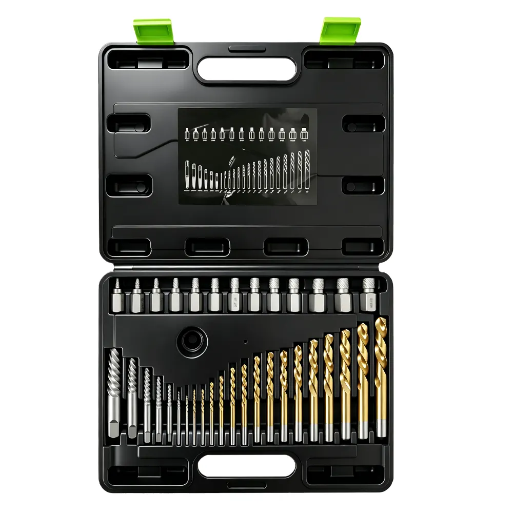 Juego de 35 piezas de extractores de tornillos Master 6 VT13255: juego completo de 35 piezas de extractores de tornillos con brocas y extractores para extraer tornillos y pernos rotos, estropeados o dañados.