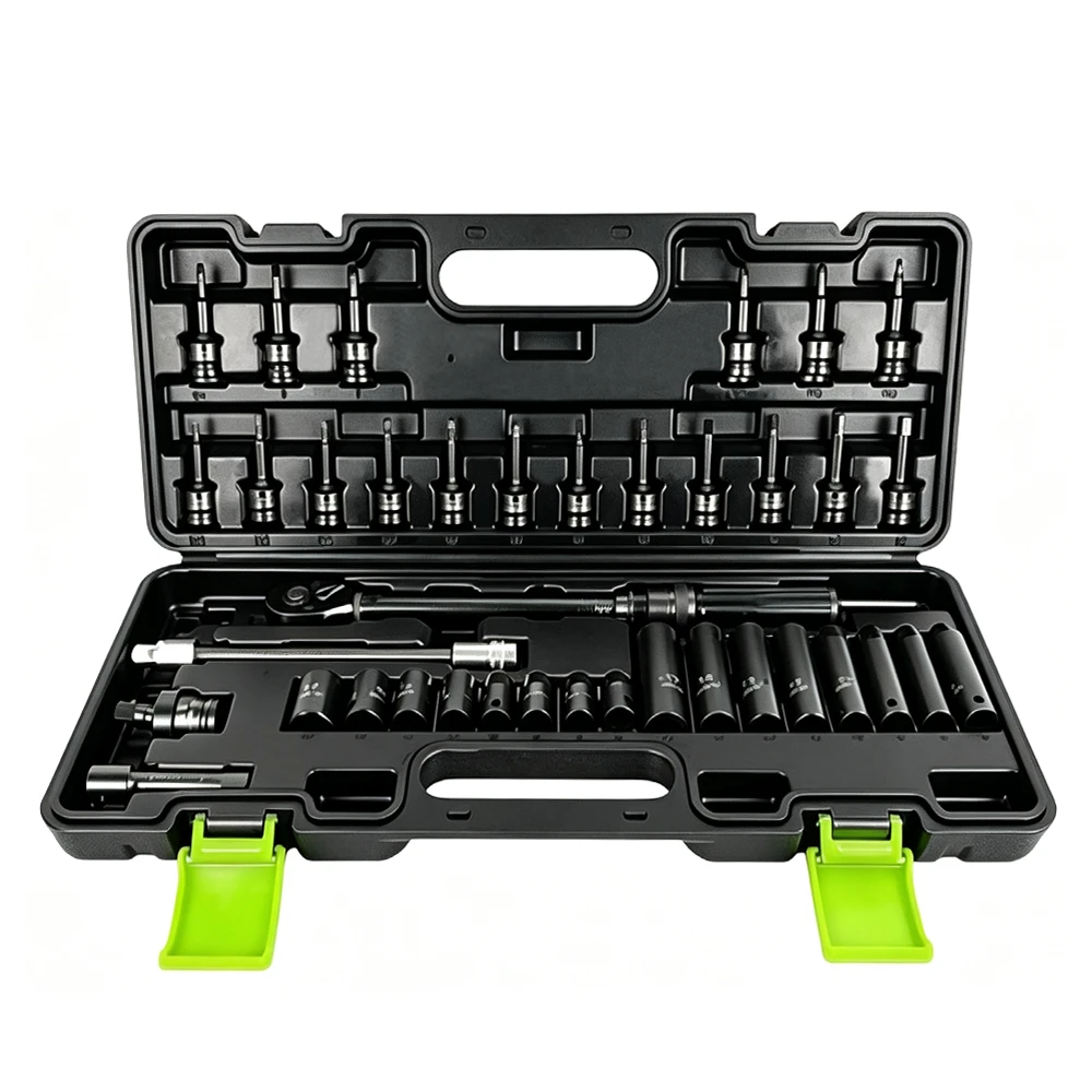 38PC 3/8in Drive Socket & Bit Tool Set 4 VT13328B 38PC 3/8 inch drive socket and bit tool set with hex Torx Phillips bits sockets ratchet handle and accessories