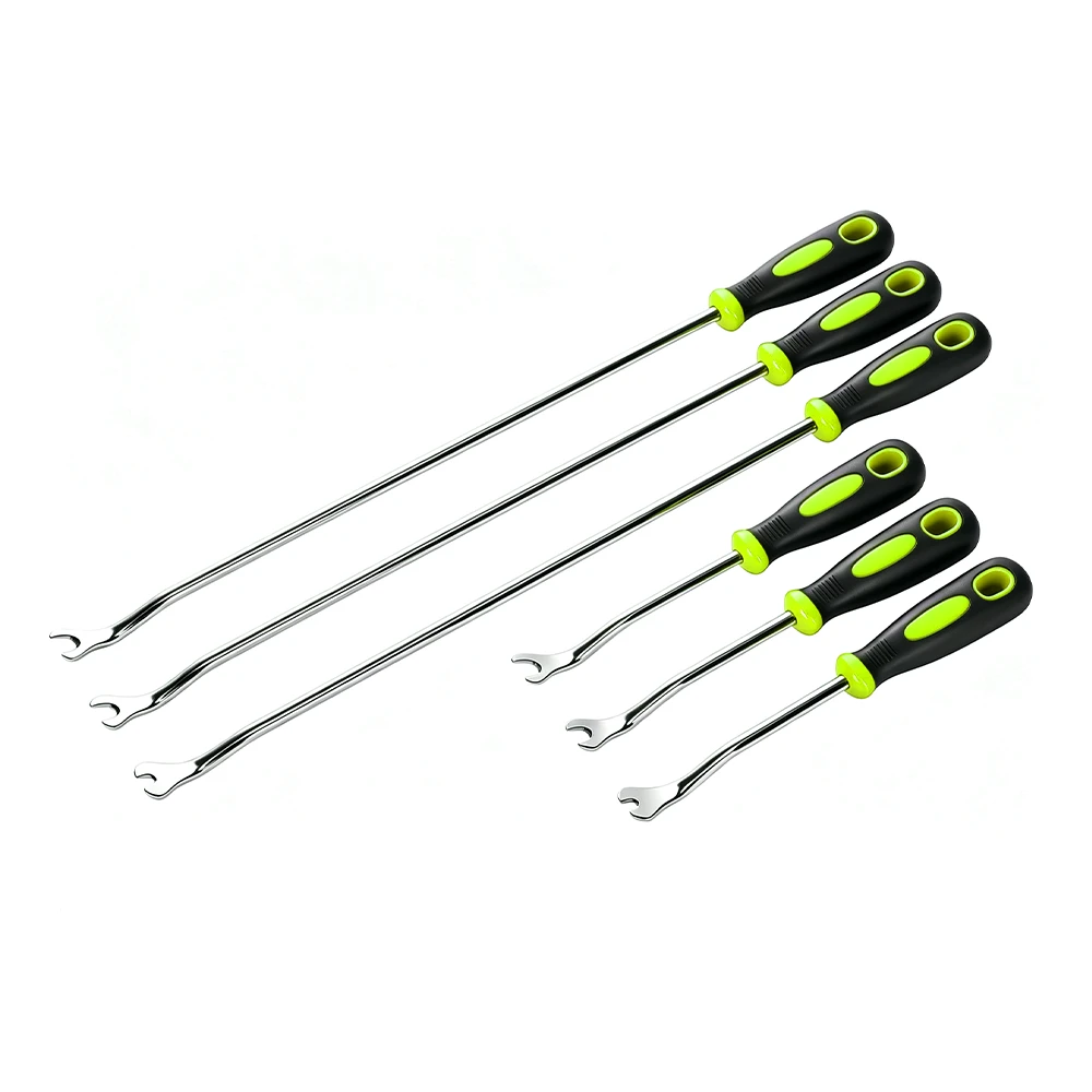 VT13531 6PC long and short arm door panel and trim removal tool set for removing automotive clips wires gaskets rings and fasteners