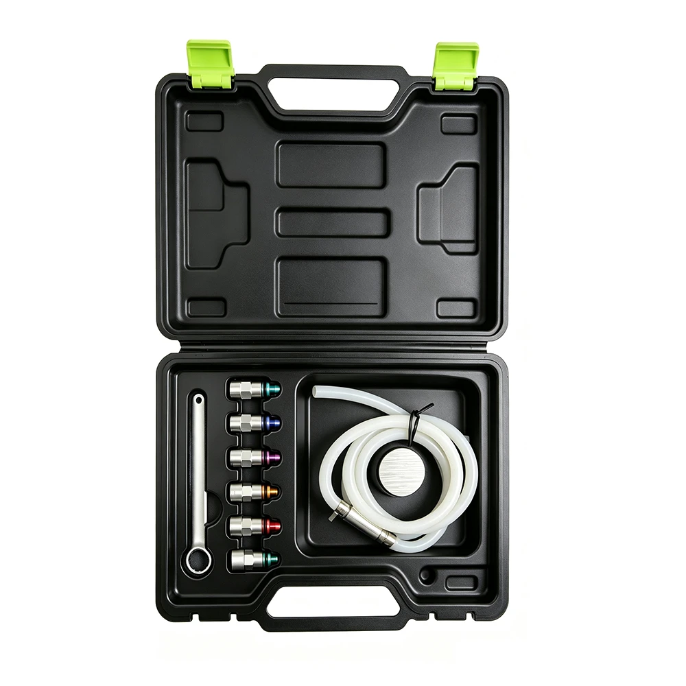 9PC 12-Point Brake Bleeder Wrench Set 7–11mm 1 VT13737D 9PC brake bleeder wrench set with hose and adapters for brake and hydraulic clutch bleeding
