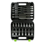 VT13749 26PC 1/2 inch drive XZN spline bit socket set with multiple sizes and lengths for automotive spline fasteners