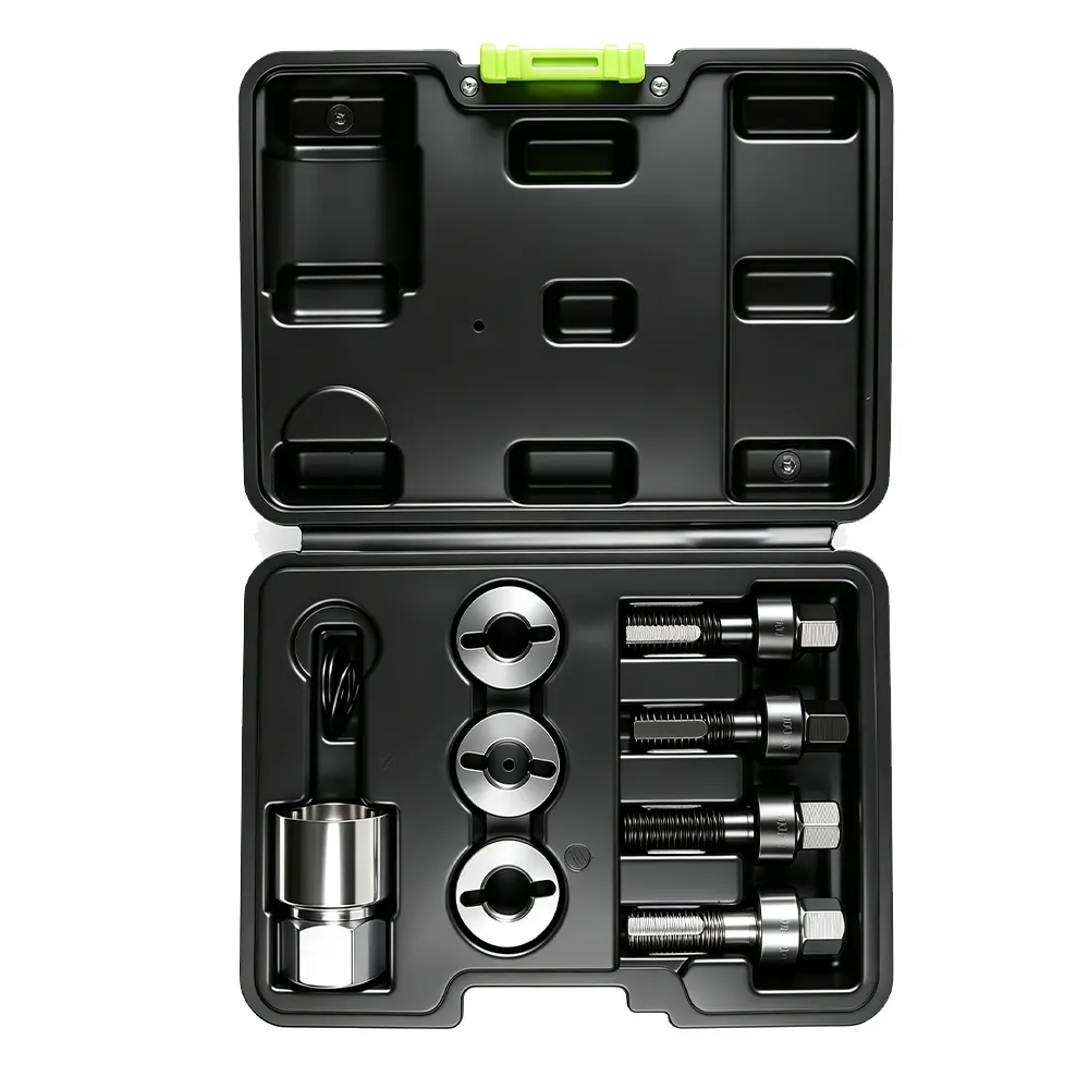 Wheel Stud Repair And Adjusting Bolt Set 6 VT13814C wheel stud thread repair tool set for restoring damaged M12 and M14 automotive wheel stud threads.