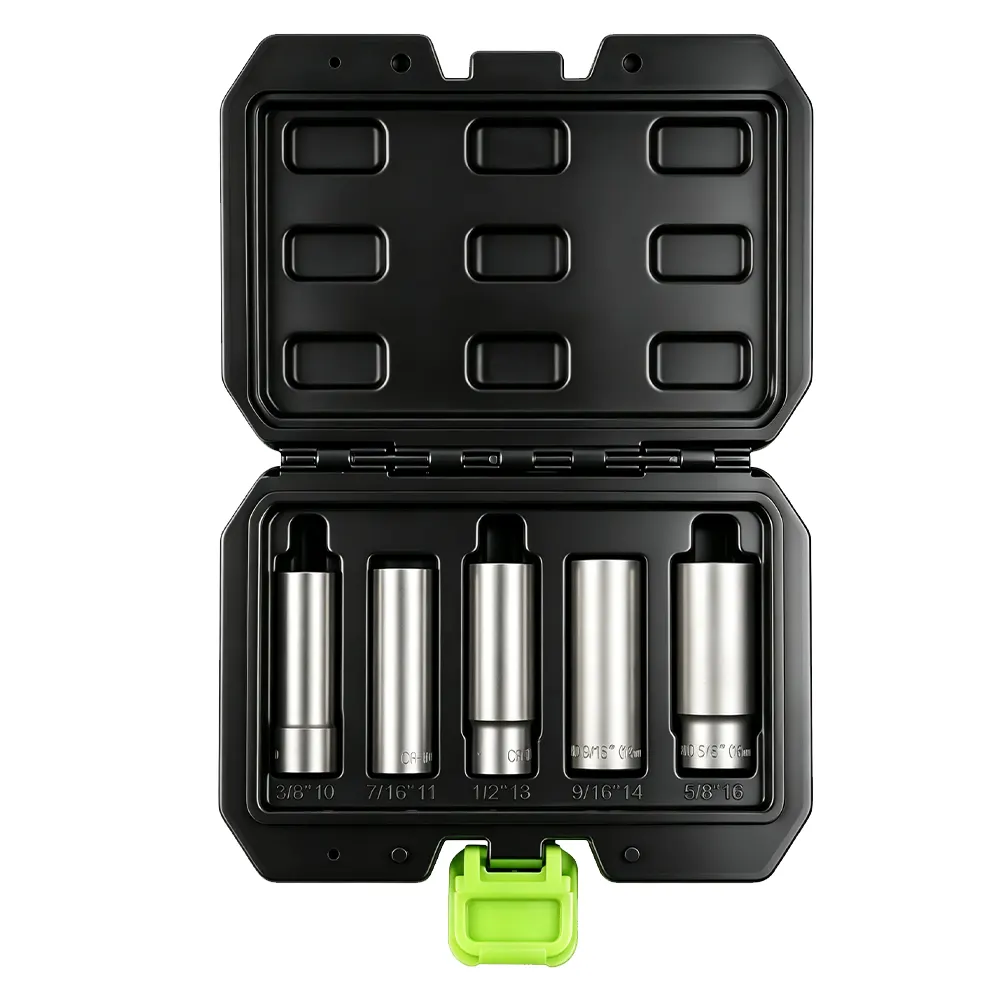 Conjunto de 5 peças para remoção de porcas e parafusos muito danificados, n.º 3 VT13872 Conjunto de 5 peças para remoção de porcas e parafusos danificados, com encaixe de 3/8 de polegada, destinado à extração de fixadores arredondados, enferrujados e danificados.