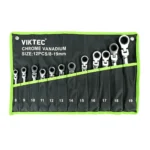 VT14125 12PC flexible head ratcheting combination wrench set for automotive repair maintenance and working around fasteners in restricted spaces
