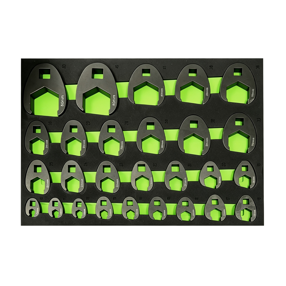 27PC Crowfoot Flare Nut Wrench Set 10–50mm 3 VT17398A 27PC metric crowfoot wrench set with 3/8 1/2 and 3/4 inch drive sizes