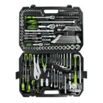 VT17455 143PC combination hand tool set with sockets ratchets wrenches screwdrivers pliers hex keys and automotive repair accessories