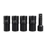 VT18163D 5PC locking lug nut twist socket set with 17mm 19mm 21mm 22mm sockets and 75mm extension for removing damaged or locking wheel nuts