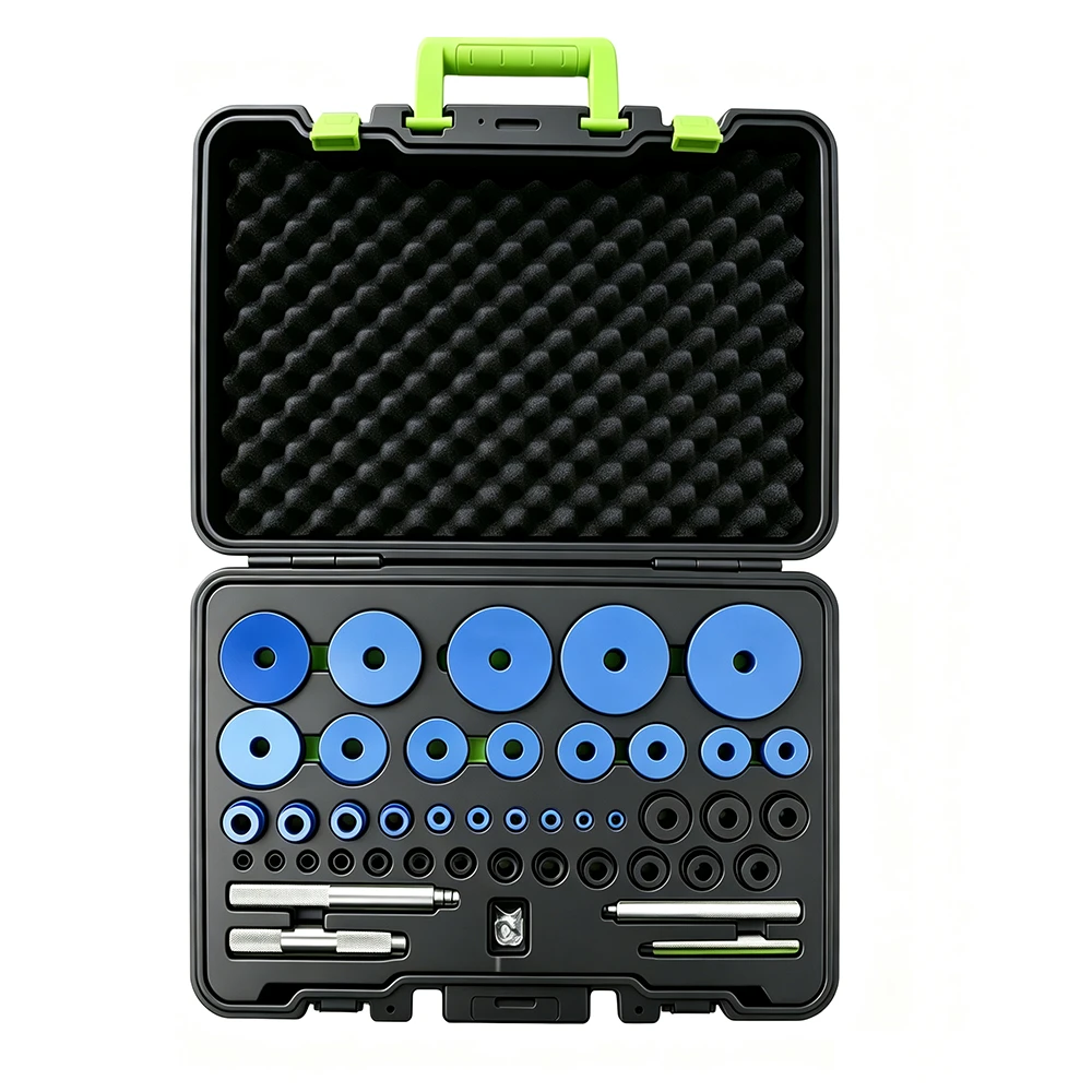 43PC Bearing Race & Seal Driver Set SAE & Metric 4 VT18179D universal bearing and seal driver set with multiple size discs and installation tools for automotive repair