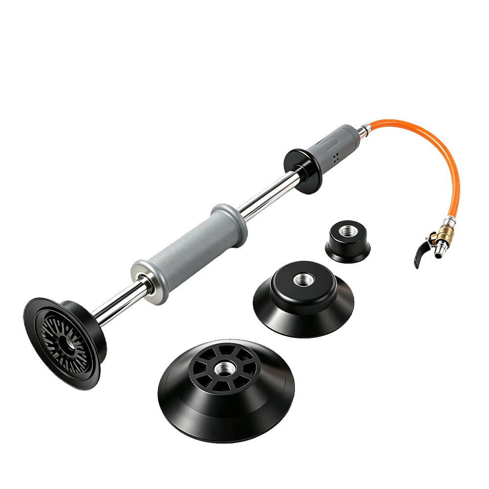 Pneumatic Dent Puller with 3 Suction Pads 2 VT18199 pneumatic slide hammer dent puller with three suction pads for automotive body panel paintless dent removal and repair