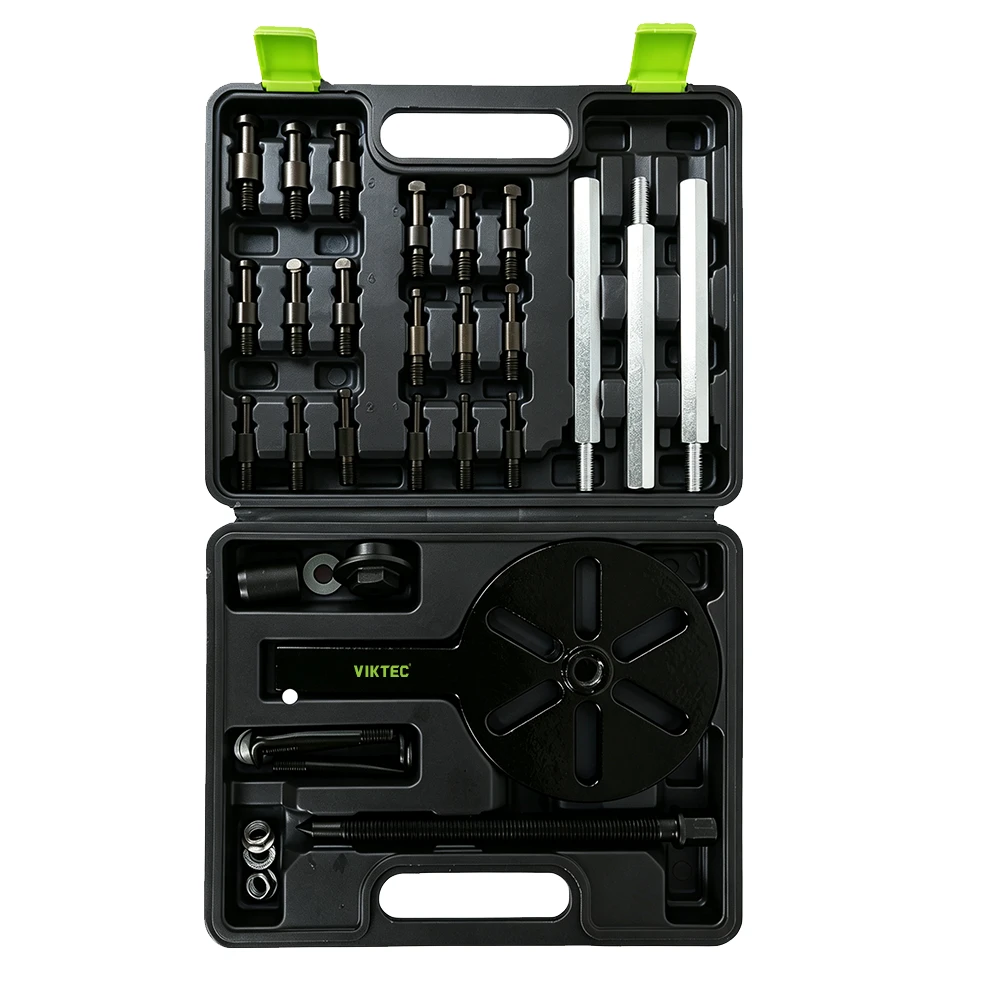 VT18698B 34PC inner hole three jaw bearing puller set with puller plate threaded rods and adapters for bearing removal