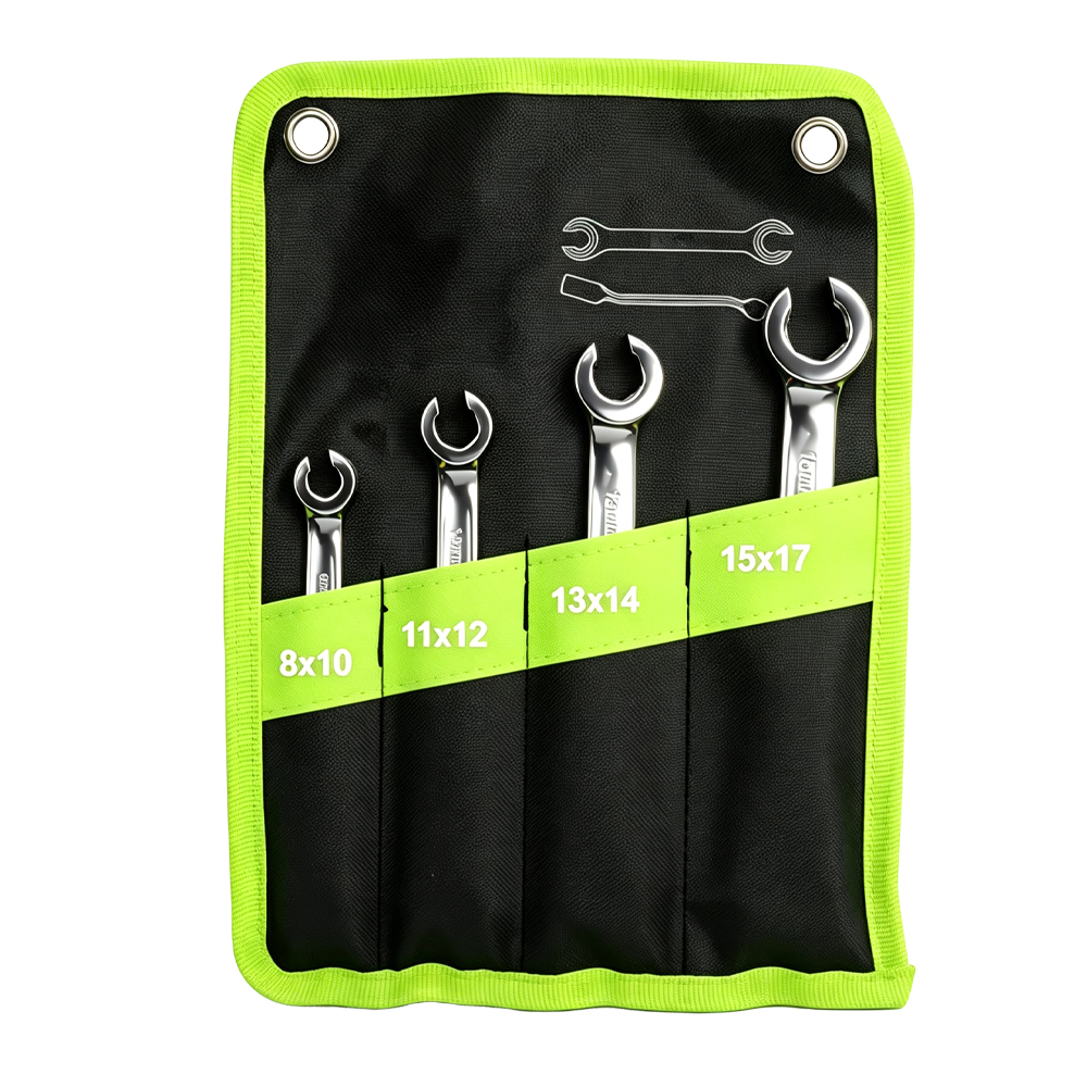 4PC Metric Flare Nut Wrench Set 8–17mm 4 VT19089C 4PC double end flare nut wrench set in 8 10 11 12 13 14 15 and 17mm sizes Automotive Hand