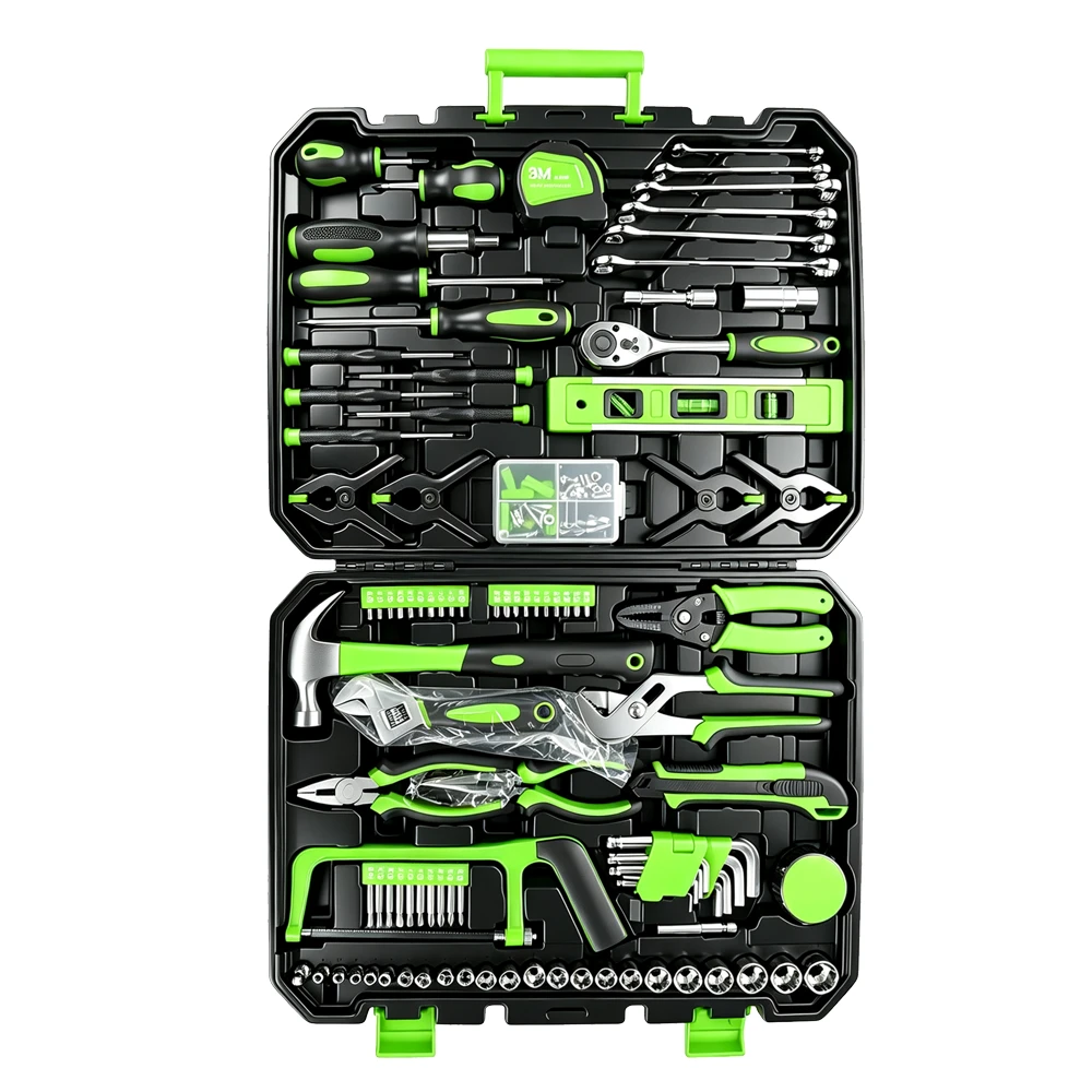 158PC General Purpose Hand Tool and Socket Set Product Category 4 VT19420C 168PC multi purpose hand tool set with sockets bits hex keys pliers adjustable wrench hammer saw and general repair tools