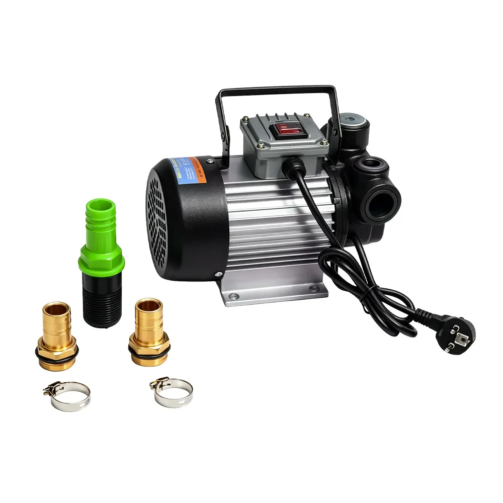 Pompe de transfert d'huile moteur 220 V-240 V, 750 W, à courant alternatif 2 Pompe électrique de transfert d'huile VT19468C avec raccords de tuyau et colliers de serrage, destinée au transfert de gazole et de fluides d'atelier compatibles.