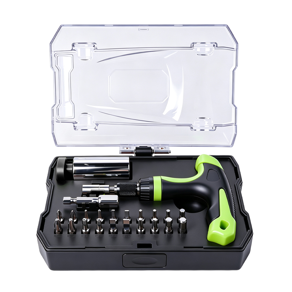 Mini Universal Socket & Ratcheting Bit Driver Set 6 VT19702A mini universal socket and bit tool set with built-in ratchet handle