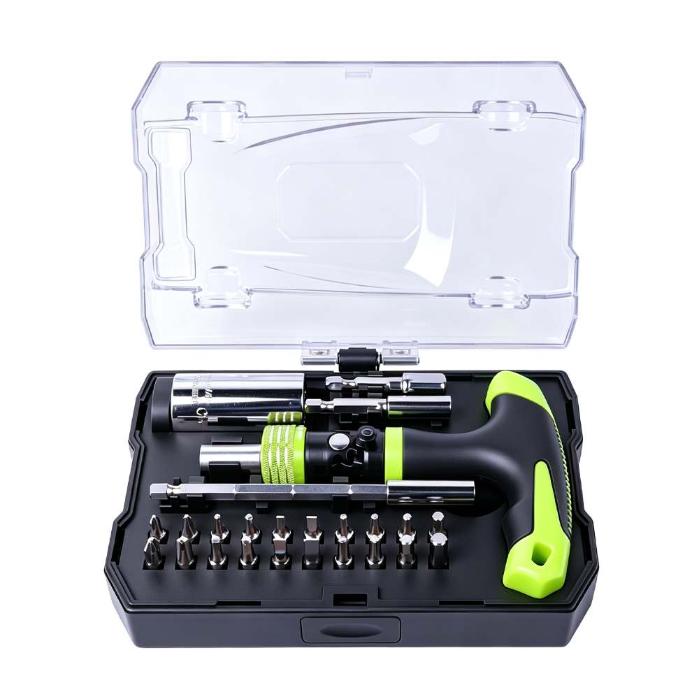 180° Flex-Head Ratcheting Universal Socket and Bit Driver Set 6 VT19702C 180 degree swivel universal socket and bit tool set with built-in ratchet