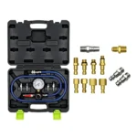VT20033B : Kit de contrôle de pression du circuit d'alimentation en carburant comprenant un manomètre, des flexibles et plusieurs adaptateurs, destiné au diagnostic des circuits d'alimentation en carburant des véhicules automobiles.