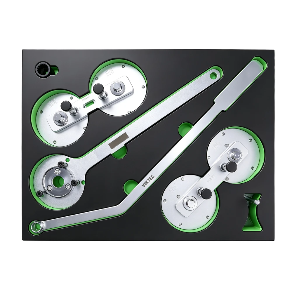 Volvo B5 2.0T 48V Engine Timing Tool Set 3 VT20647 camshaft adjuster holding and alignment tool set with intake and exhaust fixtures and long counter holding levers for engine timing service
