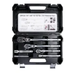 VT20659E 6PC 72 tooth flex head ratchet set with 1/4 inch 3/8 inch and 1/2 inch drive ratchets and extension bars