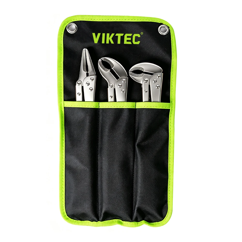 3PC 12in Extra-Long Locking Pliers Set 2 Conjunto de alicates de bloqueio VTN1031B, 3 peças, de 12 polegadas, extra-longos, com mandíbulas retas, mandíbulas curvas a 40 graus e mandíbulas curvas a 80 graus (Mole Grips)