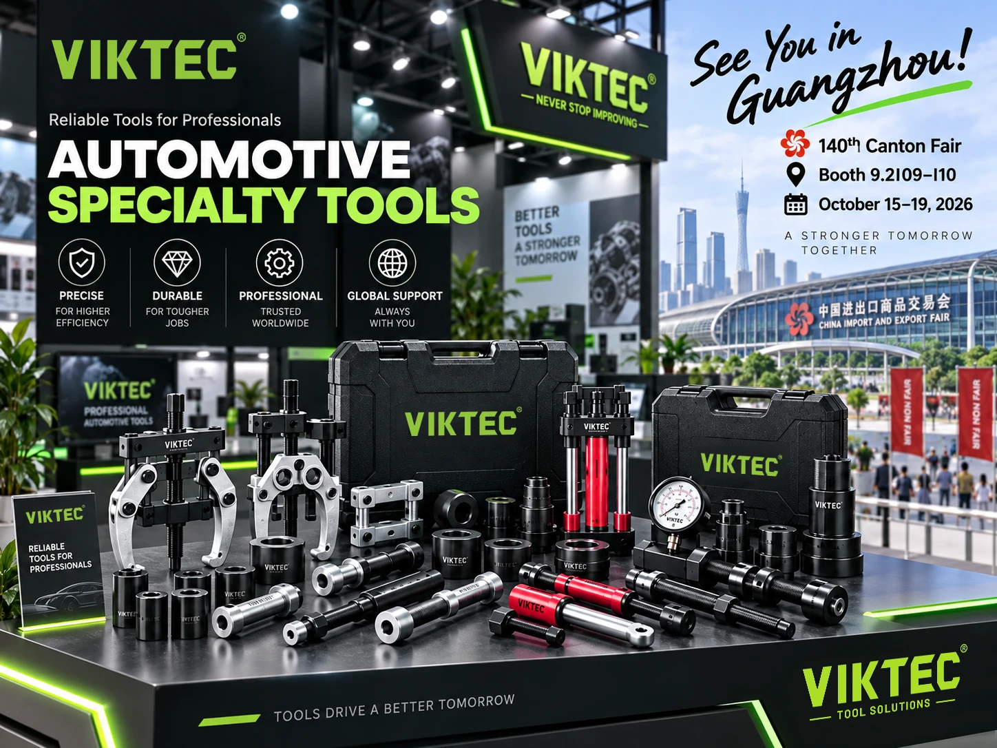 VIKTEC automotive specialty tools at the 140th Canton Fair, Booth 9.2I09-10 in Guangzhou, October 15-19, 2026