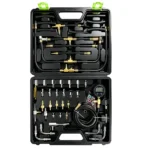 Kit de comprobador de presión de inyección digital VT01056B con mangueras, racores y adaptadores para diagnosticar la presión del sistema de inyección de gasolina.