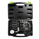 VT01060A 12PC diesel engine compression test kit with 0-1000 PSI gauge, glow plug adapters and injector adapters for direct and indirect diesel engines.