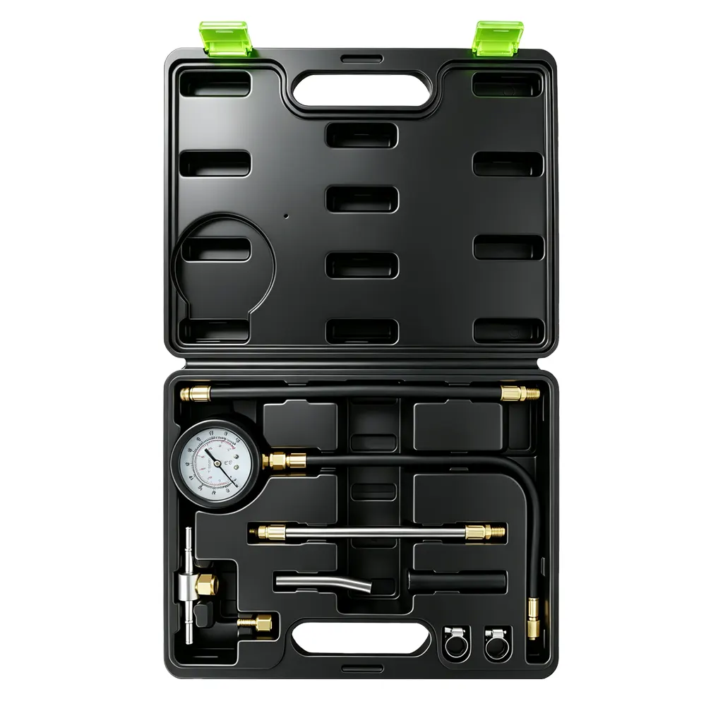 Kit de comprobación de la presión de inyección de combustible TU-113 5 VT01329: Kit de 9 piezas TU-113 para comprobar la presión del sistema de inyección de combustible, con manómetro de 0 a 100 PSI y adaptadores para comprobar la presión del sistema de inyección de combustible.