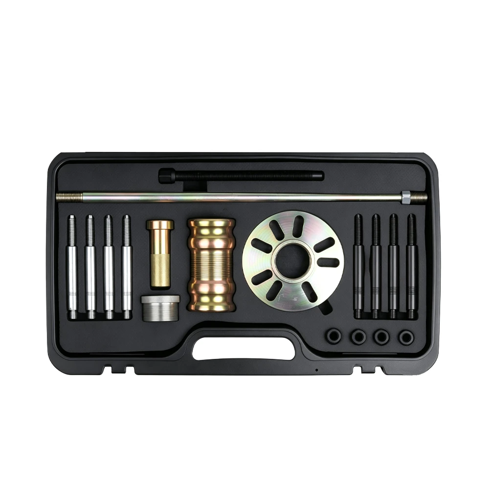 Conjunto de 18 peças para extração de cubos de roda e eixos de transmissão de alta resistência, com martelo deslizante de 4,3 kg 2 VT01672 Conjunto de 18 peças para extrair cubos de roda e eixos de transmissão para cubos de roda com 3, 4, 5 e 6 parafusos