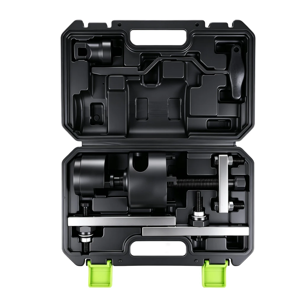 Conjunto de ferramentas para remoção e instalação da embraiagem dupla DSG da VAG, n.º 4 VT01844B VAG – Conjunto de ferramentas para remoção da embraiagem DSG de 7 velocidades, destinado à manutenção profissional e à remoção de conjuntos de embraiagem dupla em transmissões compatíveis da VW e da Audi.