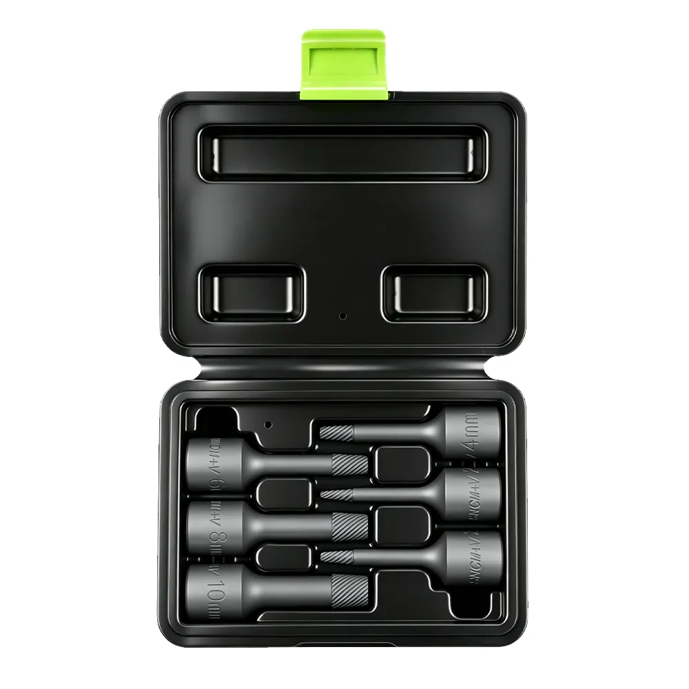 Lot de 6 extracteurs de vis à chocs à emmanchement 3/8" n° 5 VT01901 Jeu de 6 extracteurs à vis à percussion à emmanchement 3/8 pour retirer les goujons cassés, les vis, les raccords et les éléments de fixation endommagés.