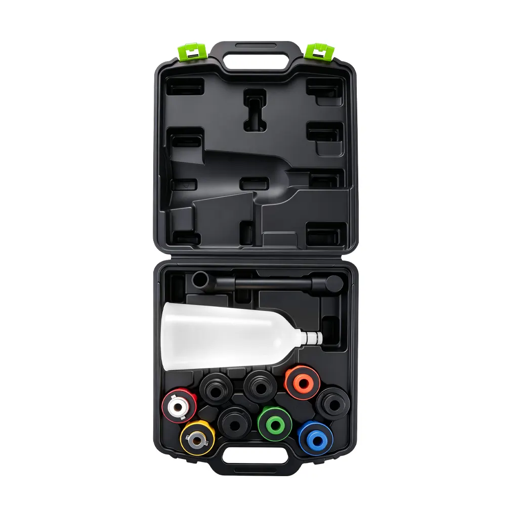 Juego de 11 piezas de embudos y adaptadores para el llenado de aceite de motor 6 VT13084E: kit de embudo para el llenado de aceite de motor de 11 piezas con adaptadores codificados por colores para Audi, BMW, Ford, VW y otros vehículos.