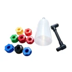 Juego de adaptadores universales para el llenado de aceite de motor VT13084G, 10 unidades, con embudo y extensión acodada, para su uso en diversos tipos de vehículos.