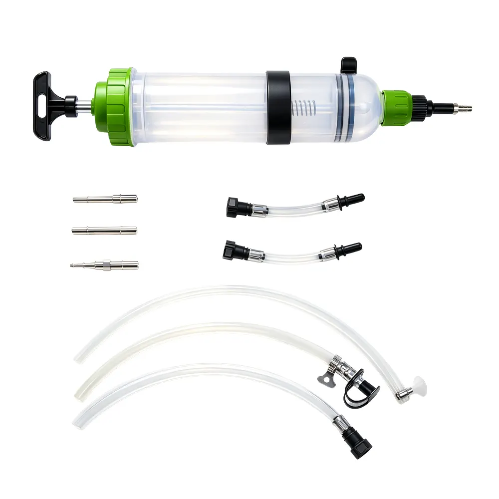 1.5L Fuel Retriever Syringe Pump 2 VT13845B 1.5L fuel retriever fluid extraction syringe with adapters and hoses for petrol and diesel vehicle service.
