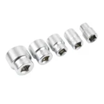 VT13871 5-teiliges Set zum Entfernen beschädigter Muttern und Schrauben mit 3/8-Zoll-Antrieb für ausgefranste, verrostete, abgerundete oder lackierte Befestigungselemente.