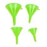 VT18149 : lot de 4 entonnoirs en plastique de 55 mm, 75 mm, 95 mm et 115 mm, destinés au remplissage d'huile et de liquides automobiles.