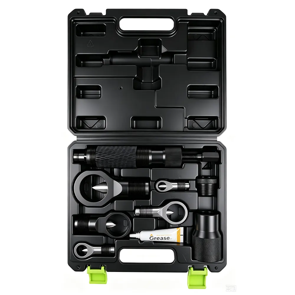 10 Ton Hydraulic Nut Splitter Set 4 VT18574 9PC hydraulic nut splitter kit for removing seized, corroded and damaged nuts from automotive and mechanical assemblies.