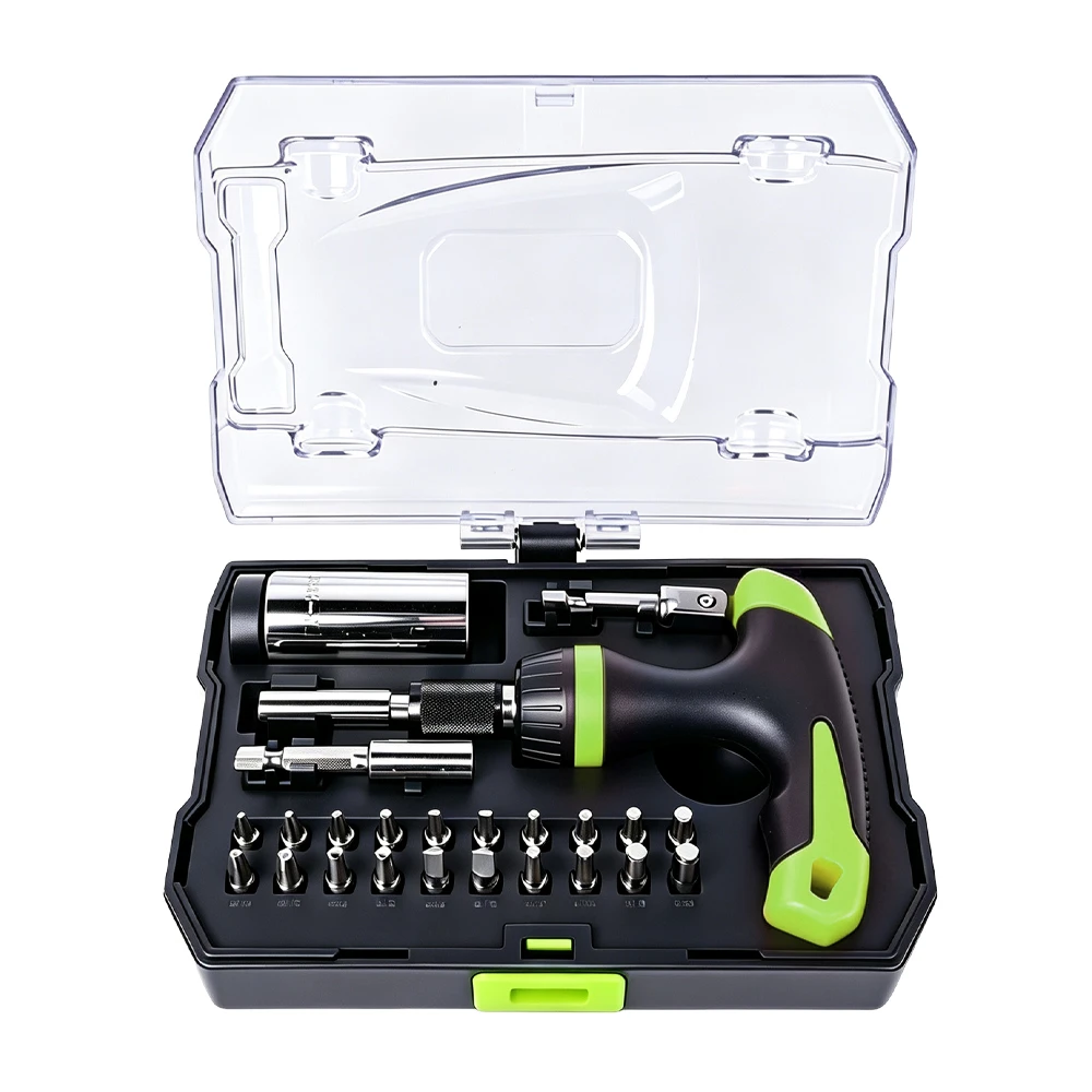 23PC Universal Socket & Bit Driver Set 7–19mmV 3 VT19702B medium universal socket tool set with built-in ratchet handle bits and sockets