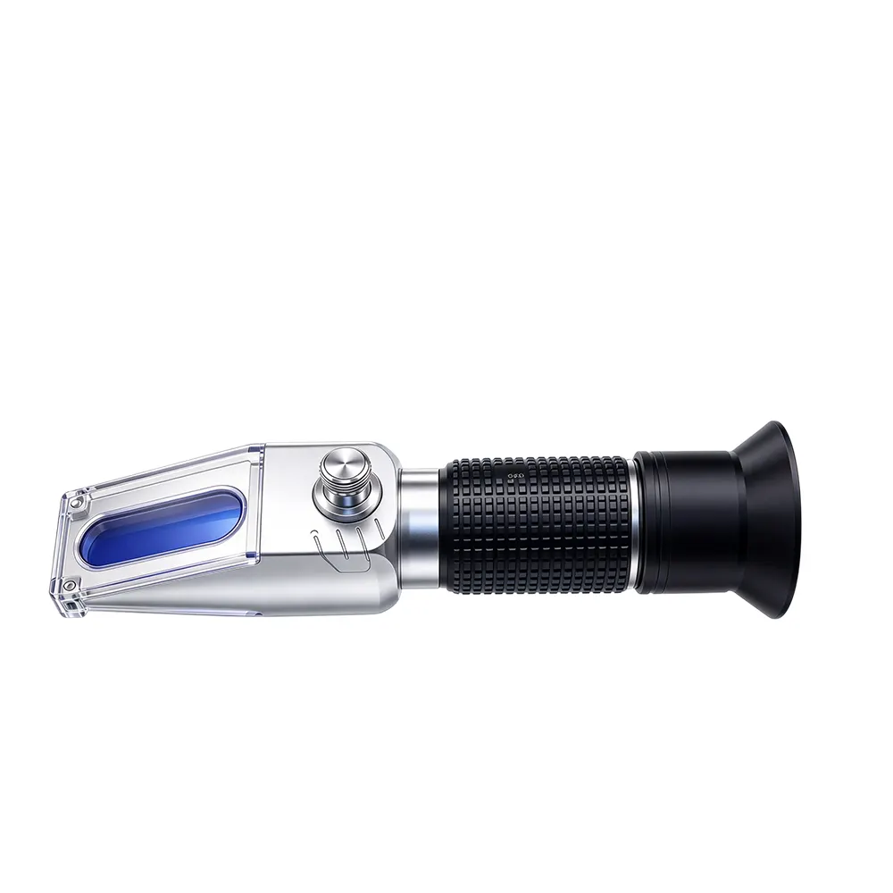 Automotive Antifreeze Battery Fluid Refractometer 1 VT01069B Handheld automotive refractometer for testing vehicle service fluids through optical refractive measurement.