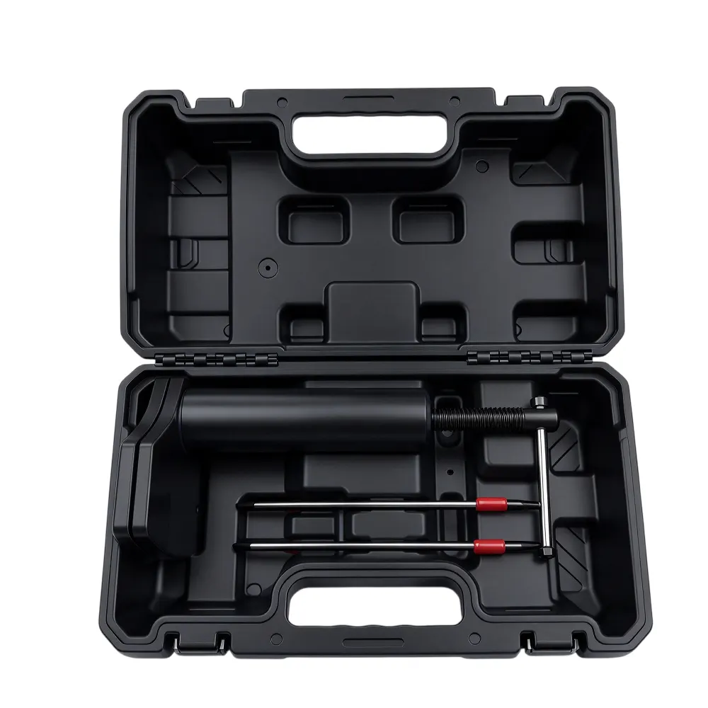 Kit de compresor para pinzas de freno multipistón de alta resistencia 5 VT01133J: Juego de herramientas para la compresión de pistones de pinzas de freno, con mecanismo de compresión roscado y accesorios para la sustitución de pastillas de freno y el mantenimiento de las pinzas.