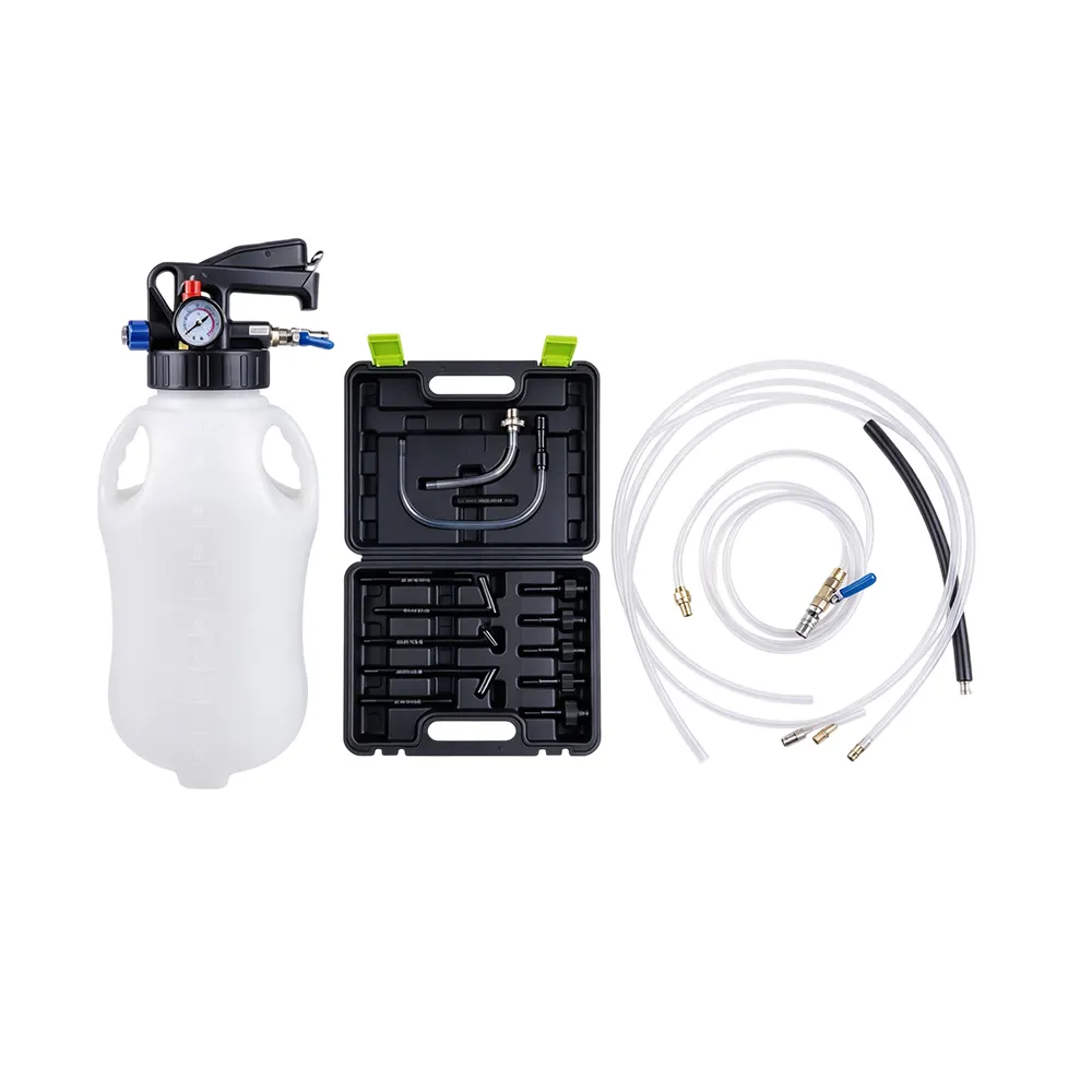 10L Pneumatic Gearbox Oil Filling System with 13 Adapters 4 VT01294J 10L pneumatic gearbox oil filling and suction kit with 13 adapters for transmission oil filling and extraction service.