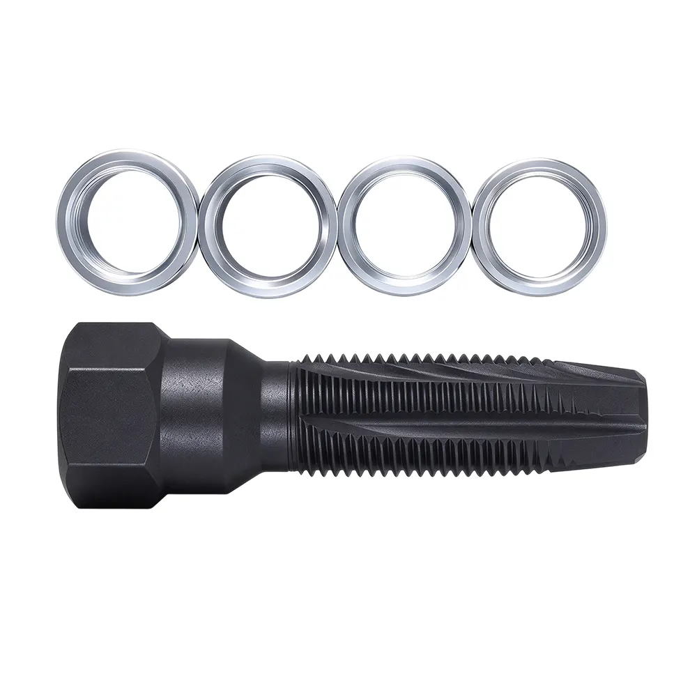 Kit de refilage VT01315 pour bougies d'allumage de 14 mm, comprenant un taraud, un alésoir et des inserts filetés M14 x 1,25 pour la réparation du filetage des bougies d'allumage.