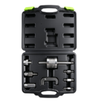 VT01402 Kit d'extracteur à marteau coulissant pour injecteurs de carburant, avec adaptateurs d'extraction et raccords filetés, destiné au démontage des injecteurs de carburant compatibles.