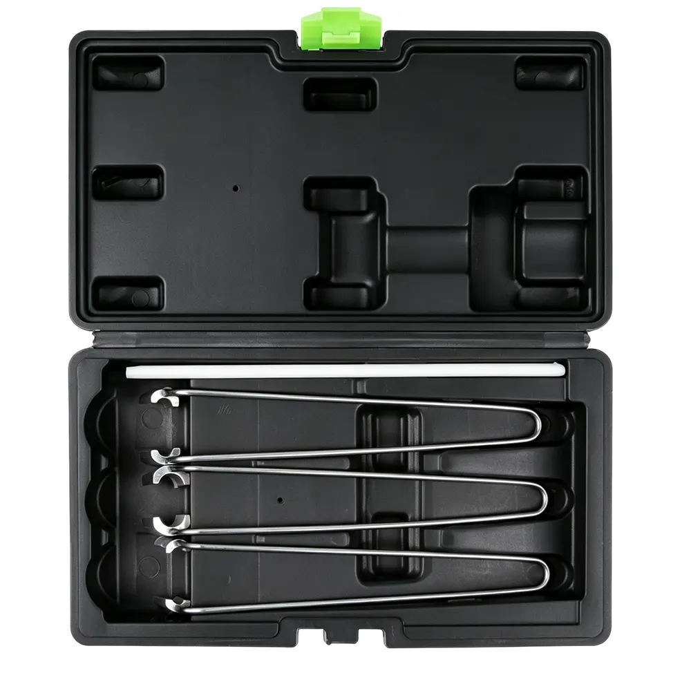 VT01490 Jeu de pinces pour joints de tige de soupape, comprenant trois outils de préhension à longue portée destinés au démontage des joints de tige de soupape lors de l'entretien de la culasse d'un moteur.