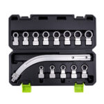 VT01850D 14PC universal belt tensioner wrench set with interchangeable 12-point and E-Torx heads for auxiliary belt and tensioner service.