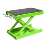 VT13012 Motorcycle scissor lift jack with manual screw adjustment and non-slip rubber platform for motorcycle lifting and servicing.